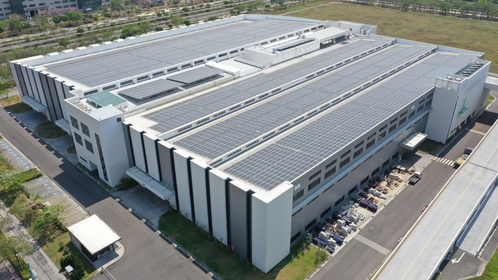 Factory with solar panels